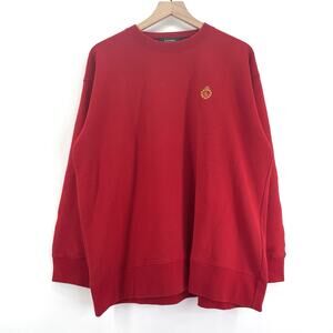 VTG Ralph Lauren Sweatshirt Men Large Red Embroidered Crown Crest Adult Baggy‎
